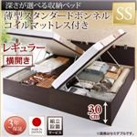 【組立設置費込】収納ベッド【横開き】 セミシングル 深さレギュラー【薄型スタンダードボンネルコイルマットレス付】フレームカラー：ダークブラウン国産跳ね上げ収納ベッド Renati-DB レナーチ ダークブラウン