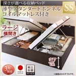 【組立設置費込】収納ベッド【横開き】 セミシングル 深さラージ【薄型スタンダードボンネルコイルマットレス付】フレームカラー：ダークブラウン国産跳ね上げ収納ベッド Renati-DB レナーチ ダークブラウン