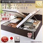 【組立設置費込】収納ベッド【横開き】 セミシングル 深さレギュラー【薄型プレミアムボンネルコイルマットレス付】フレームカラー：ダークブラウン国産跳ね上げ収納ベッド Renati-DB レナーチ ダークブラウン