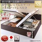 【組立設置費込】収納ベッド【横開き】 セミシングル 深さレギュラー【薄型プレミアムポケットコイルマットレス付】フレームカラー：ダークブラウン国産跳ね上げ収納ベッド Renati-DB レナーチ ダークブラウン