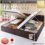 お客様組立収納ベッド【横開き】 セミシングル 深さラージ【薄型スタンダードボンネルコイルマットレス付】フレームカラー：ダークブラウン国産跳ね上げ収納ベッド Renati-DB レナーチ ダークブラウン