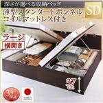 お客様組立収納ベッド【横開き】 セミダブル 深さラージ【薄型スタンダードボンネルコイルマットレス付】フレームカラー：ダークブラウン国産跳ね上げ収納ベッド Renati-DB レナーチ ダークブラウン