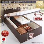 お客様組立収納ベッド【縦開き】 セミシングル 深さラージ【薄型プレミアムボンネルコイルマットレス付】フレームカラー：ダークブラウン国産跳ね上げ収納ベッド Renati-DB レナーチ ダークブラウン