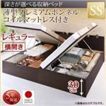 お客様組立収納ベッド【横開き】 セミシングル 深さレギュラー【薄型プレミアムボンネルコイルマットレス付】フレームカラー：ダークブラウン国産跳ね上げ収納ベッド Renati-DB レナーチ ダークブラウン