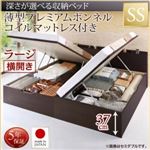 お客様組立収納ベッド【横開き】 セミシングル 深さラージ【薄型プレミアムボンネルコイルマットレス付】フレームカラー：ダークブラウン国産跳ね上げ収納ベッド Renati-DB レナーチ ダークブラウン