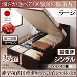 【組立設置費込】 収納ベッド 【縦開き】 シングル 深さラージ   【薄型抗菌国産ポケットコイルマットレス付】 フレームカラー：ダークブラウン  国産跳ね上げ収納ベッド Clory クローリー