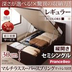 【組立設置費込】 収納ベッド 【縦開き】 セミシングル 深さレギュラー   【マルチラススーパースプリングマットレス付】 フレームカラー：ダークブラウン  国産跳ね上げ収納ベッド Clory クローリー