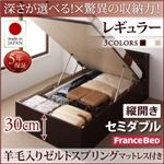 お客様組立 収納ベッド 【縦開き】 セミダブル 深さレギュラー   【羊毛入りゼルトスプリングマットレス付】 フレームカラー：ダークブラウン  国産跳ね上げ収納ベッド Clory クローリー