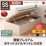 【組立設置費込】 収納ベッド 【横開き】 ヘッドレス セミシングル ショート丈 深さラージ   【薄型プレミアムポケットコイルマットレス付】 フレームカラー：ダークブラウン  跳ね上げ収納ベッド Vogel フォーゲル