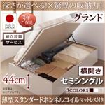 【組立設置費込】 収納ベッド 【横開き】 セミシングル 深さグランド   【薄型スタンダードボンネルコイルマットレス付】 フレームカラー：ダークブラウン  国産跳ね上げ収納ベッド Regless リグレス