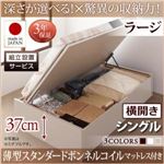 【組立設置費込】 収納ベッド 【横開き】 シングル 深さラージ   【薄型スタンダードボンネルコイルマットレス付】 フレームカラー：ダークブラウン  国産跳ね上げ収納ベッド Regless リグレス