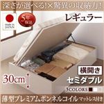 お客様組立 収納ベッド 【横開き】 セミダブル 深さレギュラー   【薄型プレミアムボンネルコイルマットレス付】 フレームカラー：ダークブラウン  国産跳ね上げ収納ベッド Regless リグレス