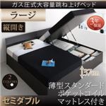 お客様組立 跳ね上げ収納ベッド 【縦開き】セミダブル 深さラージ【薄型スタンダードポケットコイルマットレス付】フレームカラー：ホワイト マットレスカラー：ホワイト お客様組立 モダンデザイン_ガス圧跳ね上げ収納ベッド Criteria クリテリア