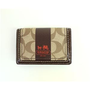 COACH(コーチ)ヘリテージストライプシグネチャー 40918 BKHDB カードケース カーキ/ダークブラウン - 拡大画像