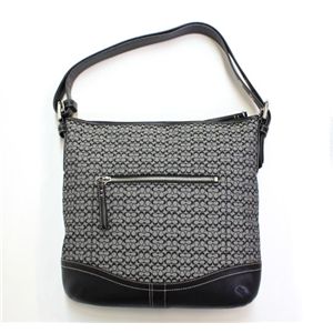 COACH(コーチ)ソーホーシグネチャー 10943 SBKWT ステッチド ラージホーボー ショルダーバッグ ブラック/ホワイト - 拡大画像