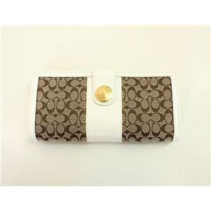 COACH(コーチ)エルゴパテント シグネチャー 41077 BKHWT スリムエンベロープ 長財布 カーキ/ホワイト - 拡大画像