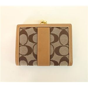 COACH(コーチ)ハンプトンズシグネチャー 6K11 BKHCA フレームド フレンチパース 二つ折財布 カーキ/キャメル - 拡大画像