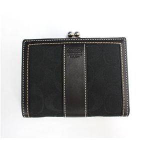 COACH(コーチ)ハンプトンズシグネチャー 6K11 SV/BK フレームド フレンチパース 二つ折財布 シルバー/ブラック  - 拡大画像