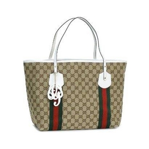 GUCCI（グッチ） ハンドバッグ 211971 FTAVX 8429 ジャガードキャンバス×エナメルコーティング牛革（ベージュ/ホワイトトリム） - 拡大画像
