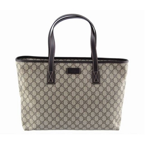 GUCCI(グッチ) トートバック 211137 FCIEG 9643 PVCキャンバス×レザー(GGベージュ×ブラウン) - 拡大画像
