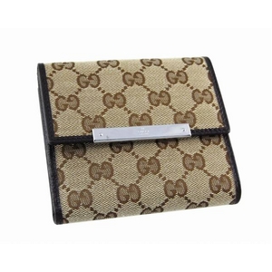 GUCCI(グッチ) Wホック財布 112664 F40IR 9643 GGキャンバス(GGベージュ×ブラウン)