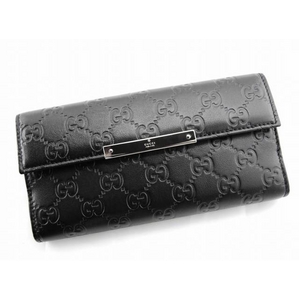 GUCCI(グッチ) GUCCISSIMA 長財布Wホック 112715 A0V1G 1000 GG型押しソフトカーフ(ブラック)