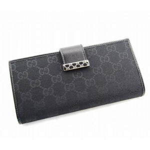 GUCCI(グッチ) Wホック長財布 212089 FFP5G 1000 キャンバス×カーフ ブラック
