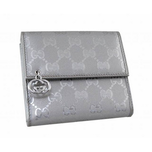 GUCCI（グッチ） ハートモチーフ 2つ折り財布 212105 FU49N 8108 GG柄PVCコーティング×カーフ シルバー