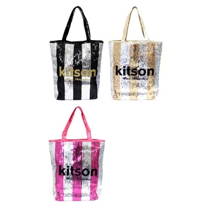 KITSON�i�L�b�g�\���j sequin ns stripe tote �X�p���R�[�� �g�[�g�o�b�O �u���b�N�~�V���o�[�i3790�j