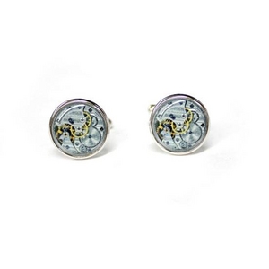 �J�t�����N�X �J�t�X�{�^���@���v�i���[�u�����g�j Watch Movement Photostone Cufflinks