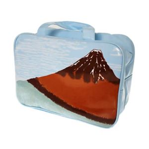 （まとめ買い）メッシュ底温泉ポーチ 赤富士(ライトブルー)×2セット - 拡大画像