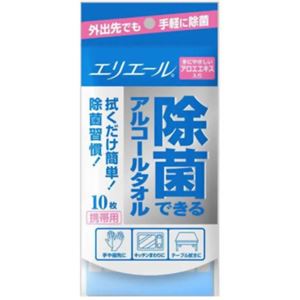 （まとめ買い）エリエール 除菌できるアルコールタオル携帯用 10枚入×10セット