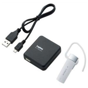 ロジテック Bluetooth／携帯用ヘッドセット／ウルトラスリムタイプ／AC充電／ホワイト LBT-MPHS310AWH