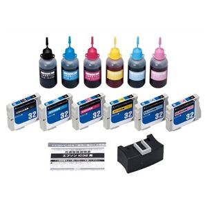 カラークリエーション EPSON IC6CL32 互換インクカートリッジ+補充インクセット 6色パック NRE-IC32-6PS