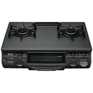 リンナイ ガステーブル 水有り片面焼きグリル（プロパンガス用左強火タイプ） KGE660FTS（BK）L-LPG