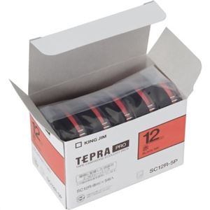 キングジム テプラPROテープ エコパック 5個入 SC12R-5P（赤／黒文字 12mm幅）