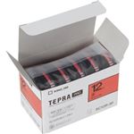 キングジム テプラPROテープ エコパック 5個入 SC12R-5P（赤／黒文字 12mm幅）