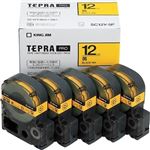 キングジム テプラPROテープ エコパック 5個入 SC12Y-5P（黄／黒文字 12mm幅）