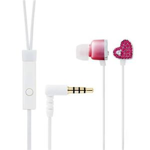 エレコム カナルタイプヘッドホン/iPhone用/マイク付/ハート/ビビッドピンク EHP-IPAN120PNV