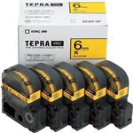 キングジム テプラPROテープ エコパック 5個入 SC6Y-5P（黄／黒文字 6mm幅）