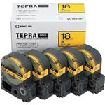 キングジム テプラPROテープ エコパック 5個入 SC18Y-5P（黄／黒文字 18mm幅）