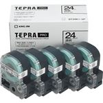 キングジム テプラPROテープ エコパック 5個入 ST24K-5P（透明／黒文字 24mm幅）