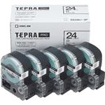 キングジム テプラPROテープ エコパック 5個入 SS24K-5P（白／黒文字 24mm幅）