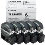 キングジム テプラPROテープ エコパック 5個入 SS6K-5P（白／黒文字 6mm幅）