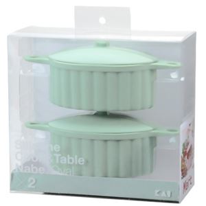 （まとめ買い）Silicone Cook&Table ミニ鍋(オーバル) グリーン 2個入 DS-1205×3セット - 拡大画像