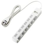 エレコム 省エネタップ/個別スイッチ/ホコリシャッター付/6個口/3m/ホワイト T-E04-2630WH