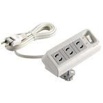 エレコム デスクタップ 2ピン3口 2m 集中スイッチ付 雷サージ付 スイングプラグ T-DK2320CBS