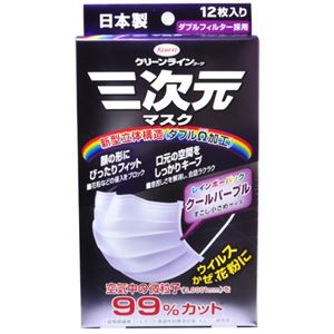三次元マスク 少し小さめ クールパープル 12枚入