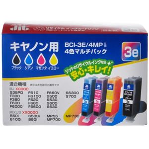 キヤノン用 リサイクルインクカートリッジ 4色セット BCI-3E／4MP互換 JIT-C034P