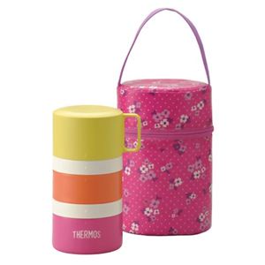サーモス フレッシュランチボックス 3段式 560ml ピンクフラワー DJG-550 PFL